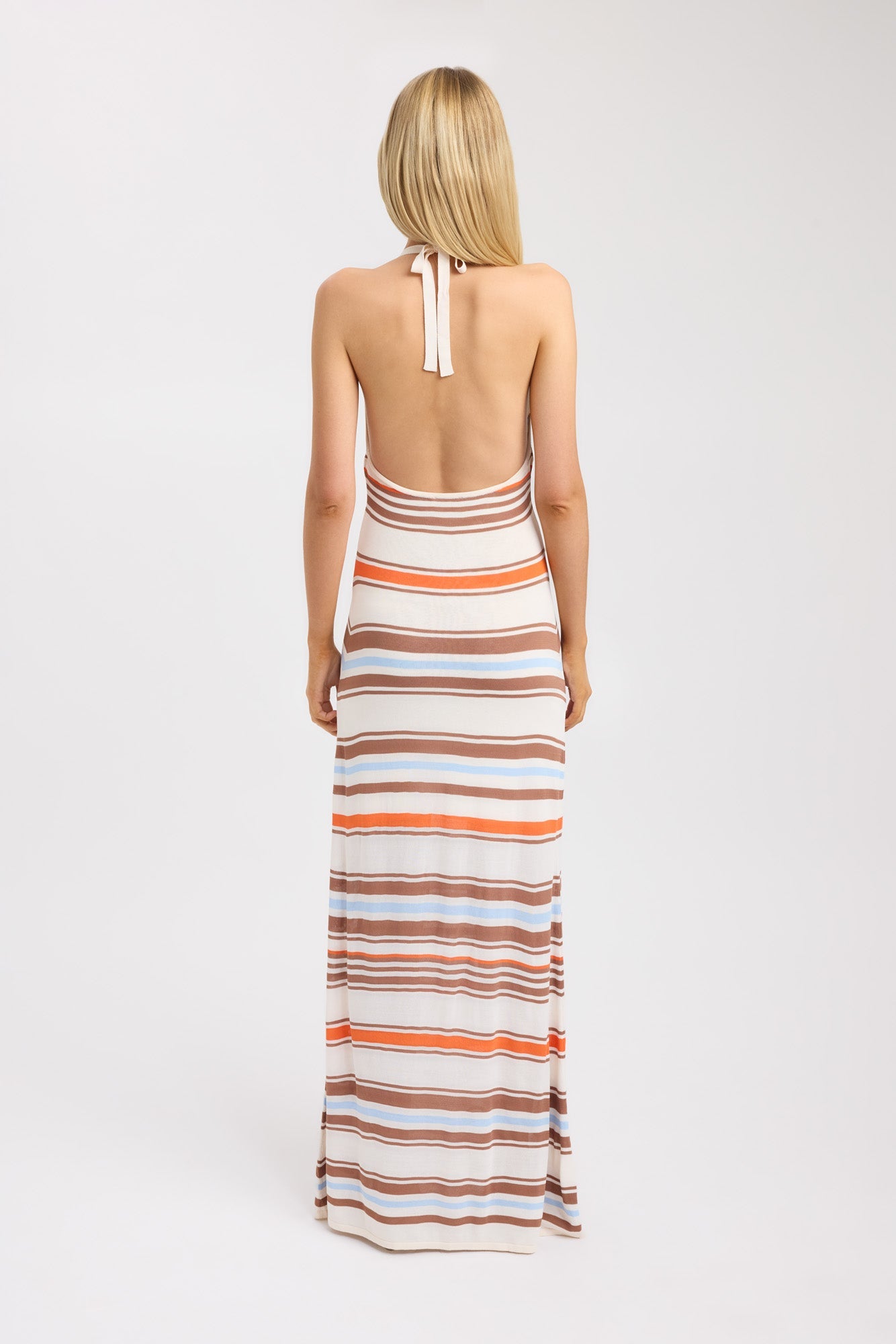 sachin and babi light blue dress White Striped Backless Tie Maternity Maxi Dress – PinkBlush