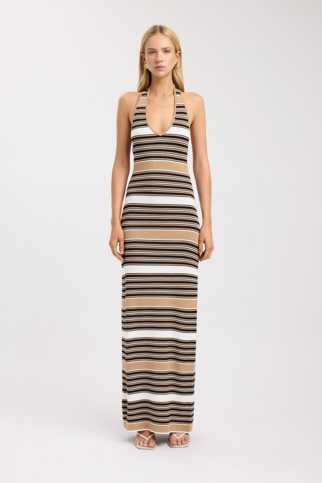 Chelsea Stripe Low Back Dress, 8 / Tan Multi Chelsea Stripe Low Back Dress, 8 / Tan Multi