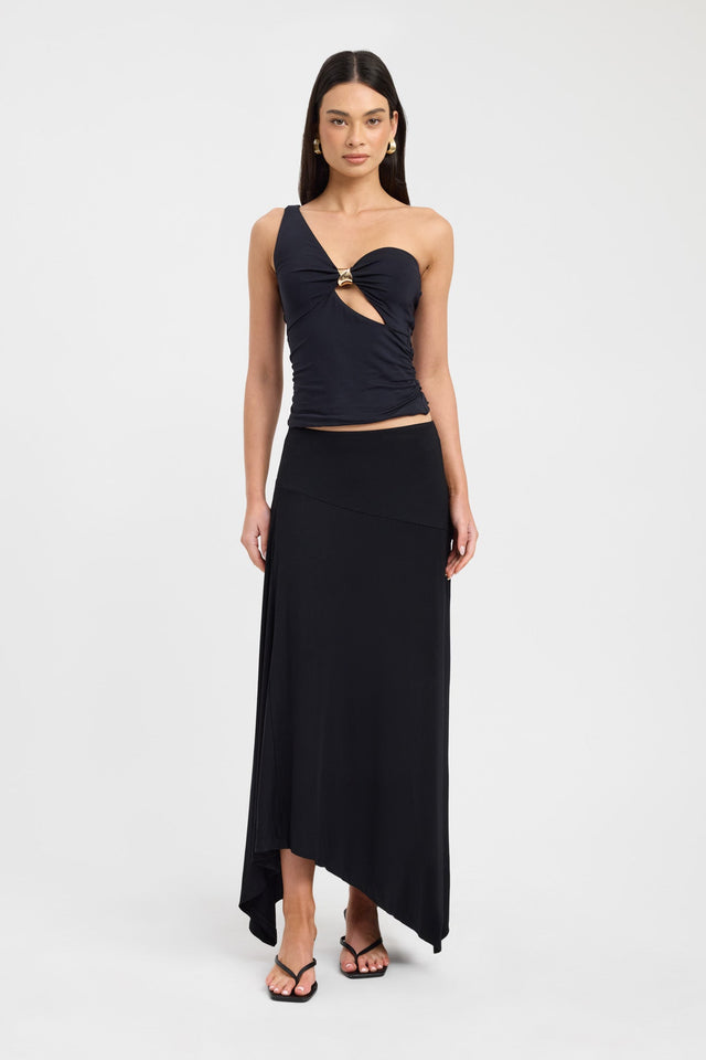 side Solene Top Kookai Fitted Asymmetry Sleeveless Womens-Blouse 