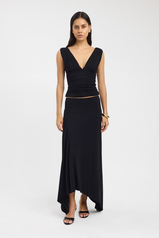 front Solis Top Kookai Fitted Plungeneck Sleeveless Womens-Blouse 