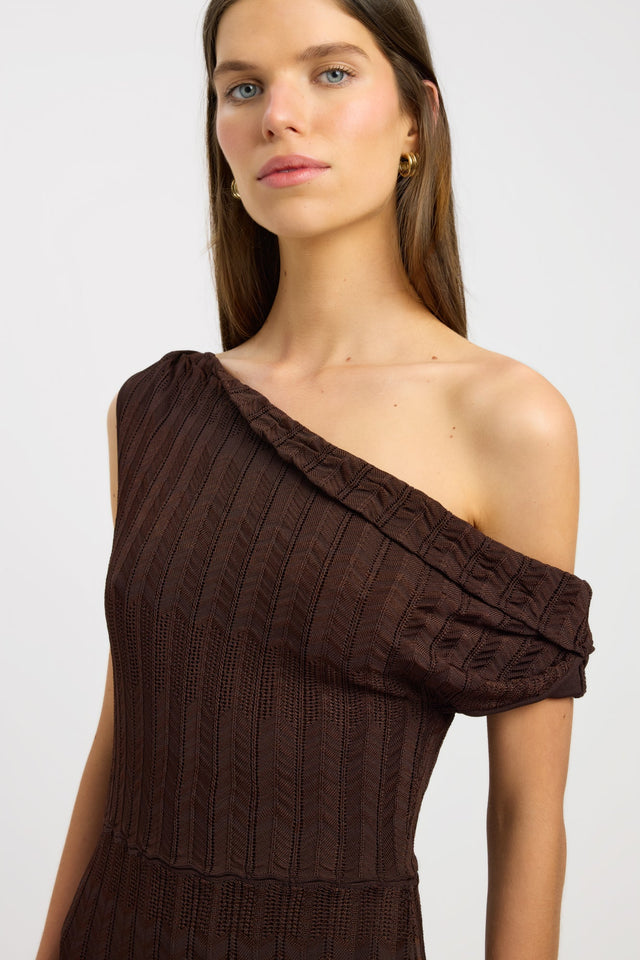 front Eadie Off Shoulder Maxi Dress Kookai Straight Maxi Fitted Asymmetry womens-dresses 