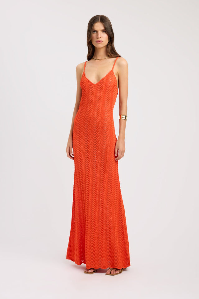 front Hamptons Maxi Dress Kookai Straight Maxi Fitted V-neck womens-dresses 