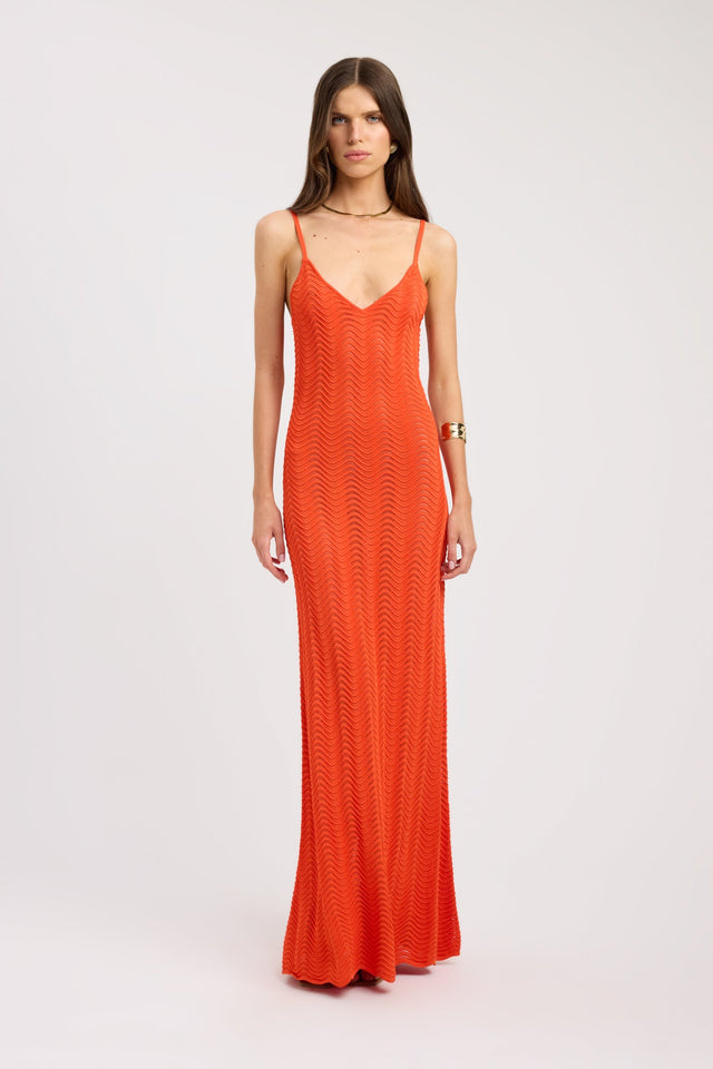 front Hamptons Maxi Dress Kookai Straight Maxi Fitted V-neck womens-dresses 