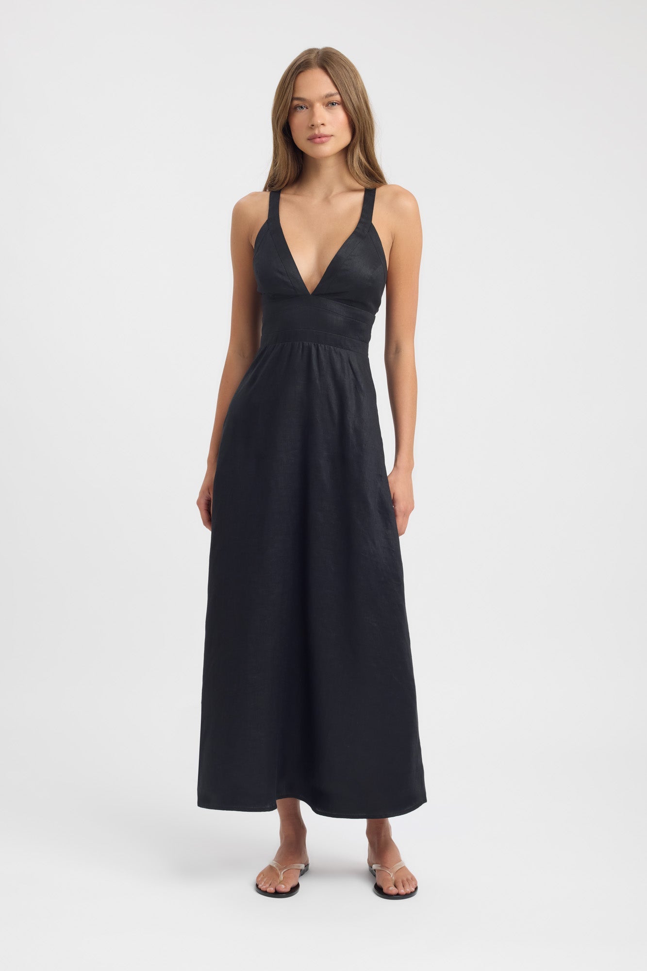Tahiti Vee Dress, 6 / Black