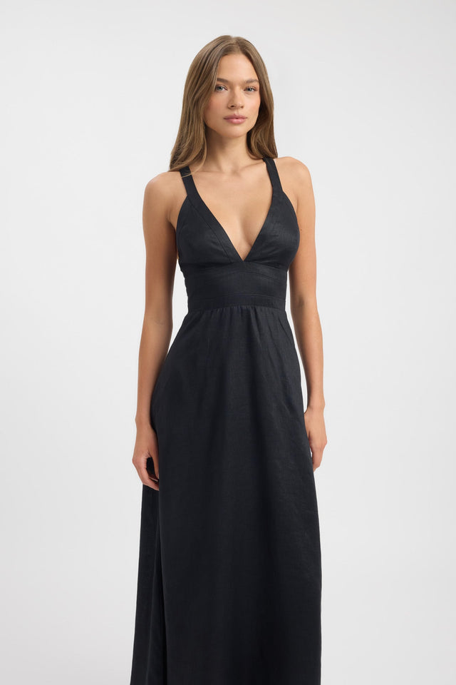 back Tahiti Vee Dress Kookai Fit-and-flare Maxi Relaxed Plungeneck womens-dresses 