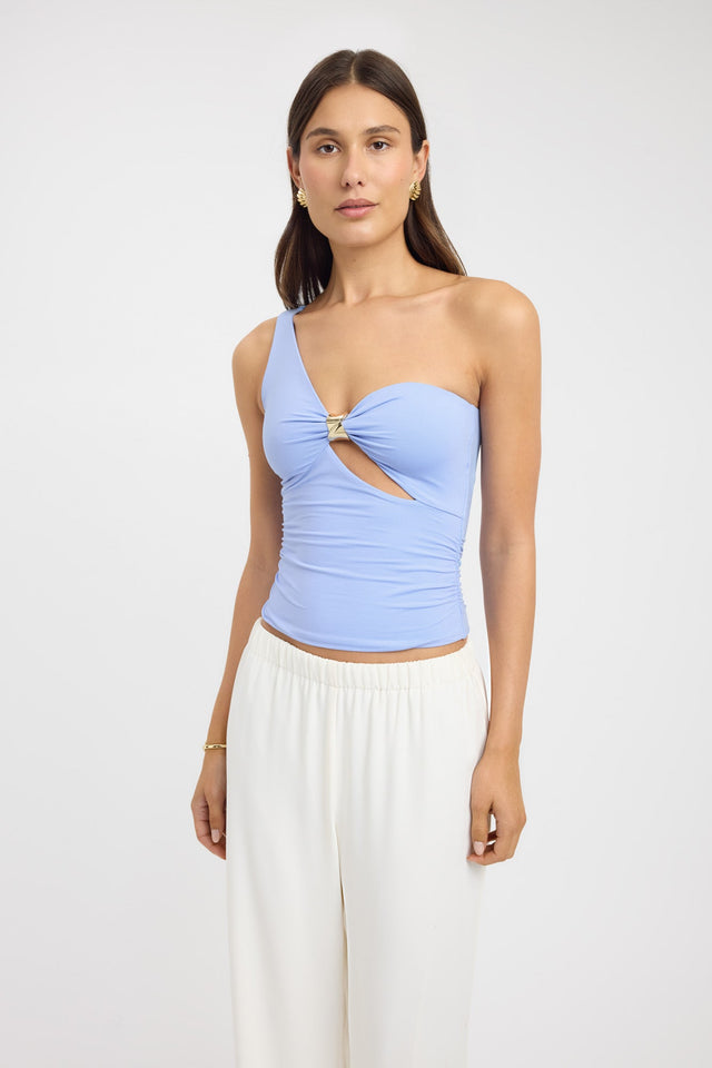 side Solene Top Kookai Fitted Asymmetry Sleeveless Womens-Blouse 