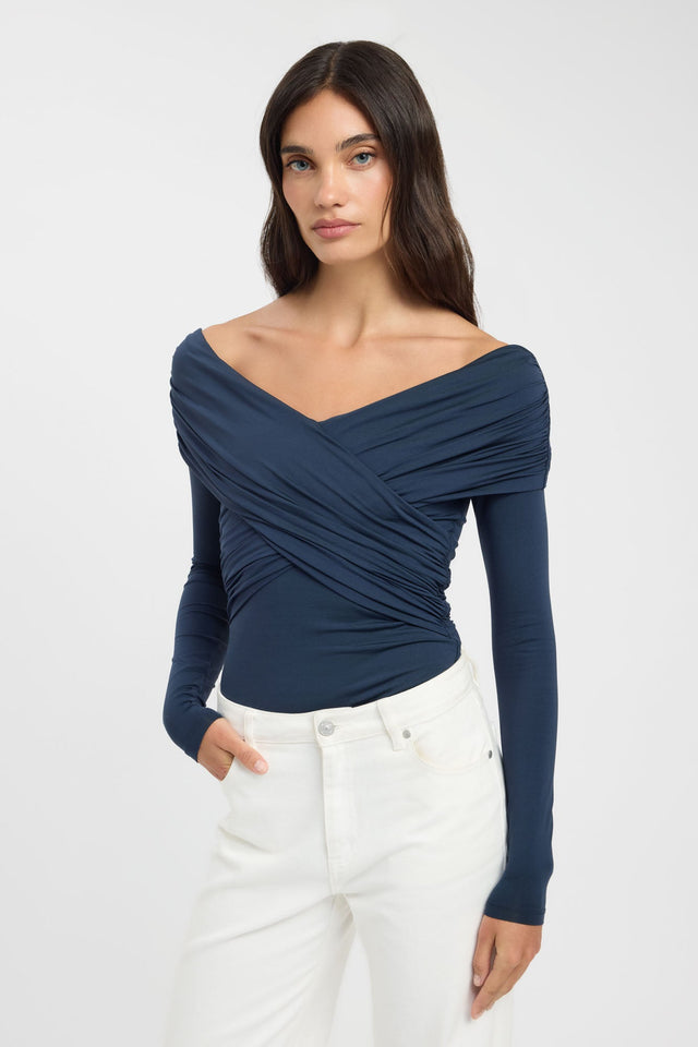 front Kalia Long Sleeve Top Kookai Fitted V-neck Long sleeve Womens-Blouse 