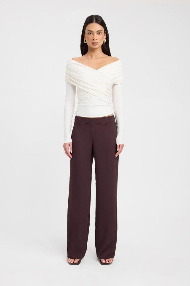 side Kalia Long Sleeve Top Kookai Fitted V-neck Long sleeve Womens-Blouse 