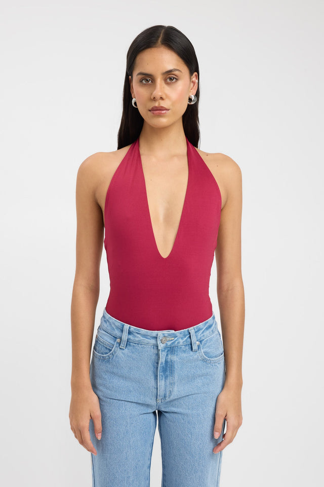 front Bianca Bodysuit Kookai Fitted Plungeneck Sleeveless Womens-Blouse 