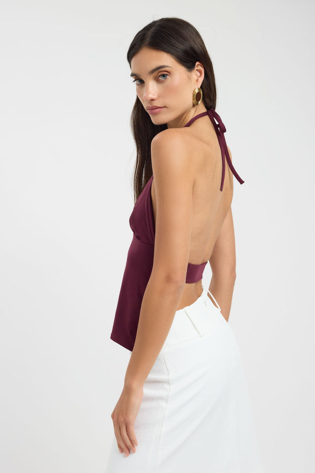 side Haven Top Kookai Fitted Plungeneck Sleeveless Womens-Blouse 