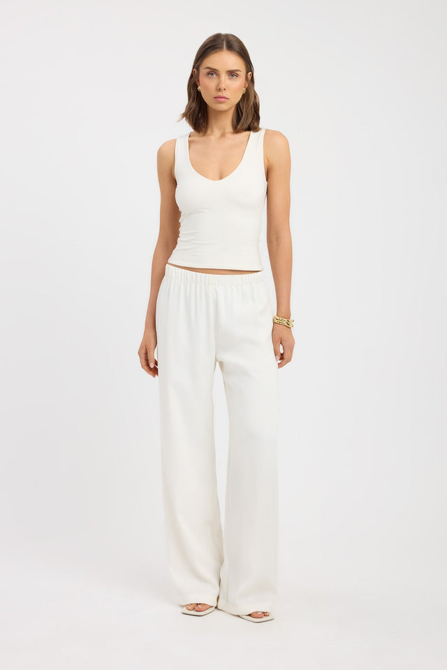 side Juna Tank Kookai Fitted Scoopneck Sleeveless Womens-Blouse 