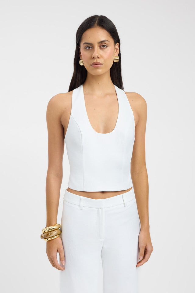 front Ariel Racer Back Top Kookai Fitted Scoopneck Sleeveless Womens-Blouse 