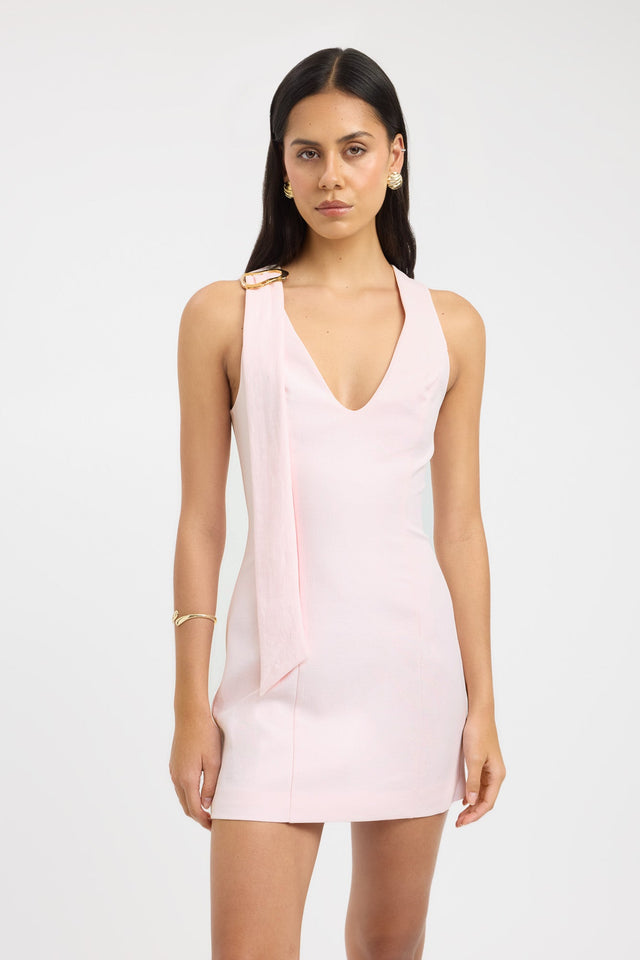 side Ariel Buckle Slider Dress Kookai Bodycon Mini Fitted V-neck womens-dresses 