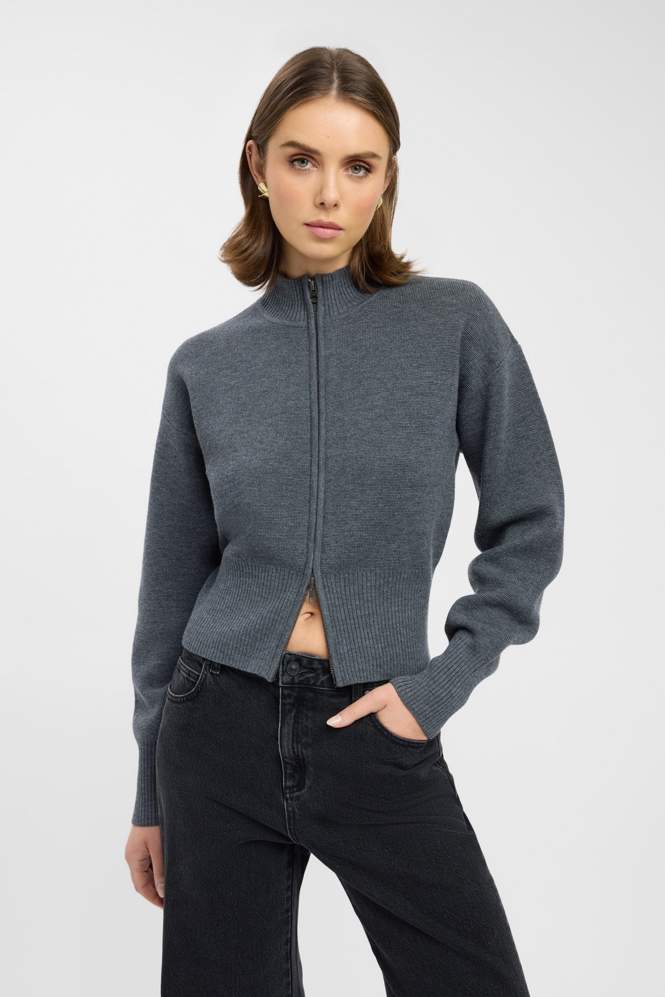 A.Jesdani Women's Long Sleeve Button Down Cardigan | Soft Knit Slim Fit Sweater, Charcoal Gray, 1X