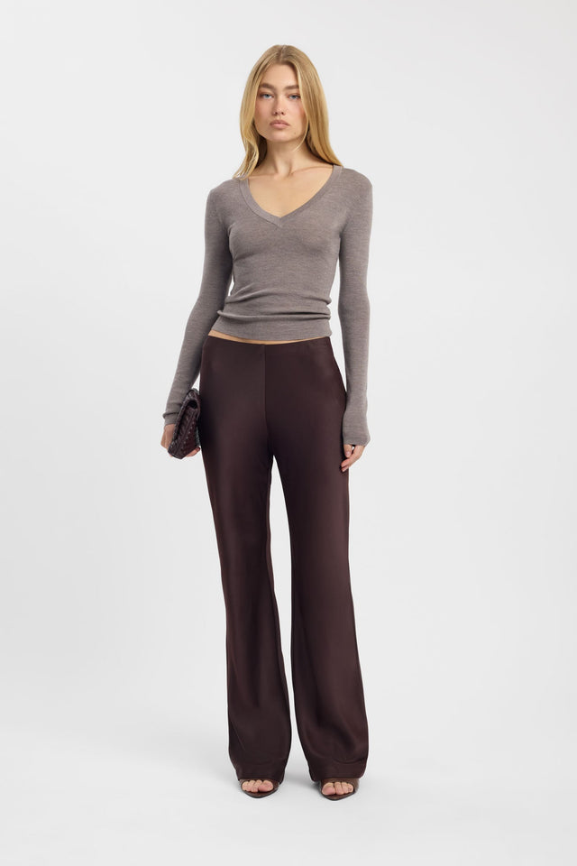 side Jackson Vee Long Sleeve Top Kookai Fitted V-neck Long sleeve Womens-Blouse 