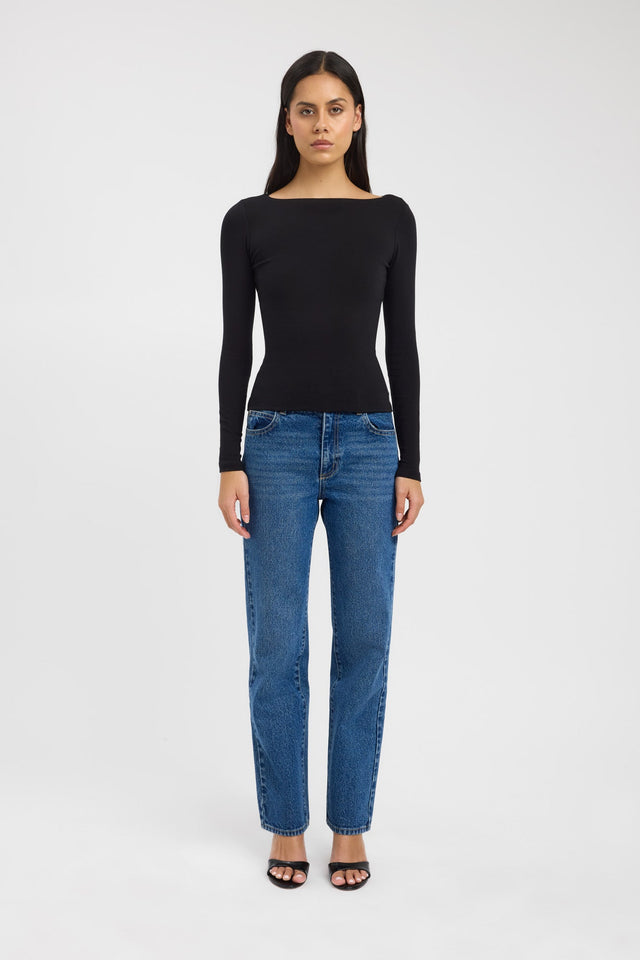 Jordie Boat Long Sleeve Top, 4 / Black Jordie Boat Long Sleeve Top, 4 / Black