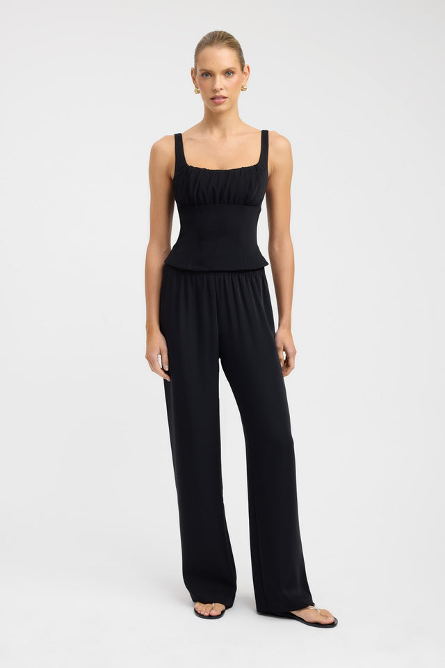 front Norway Gathered Top Kookai Fitted Squareneck Sleeveless Womens-Blouse 