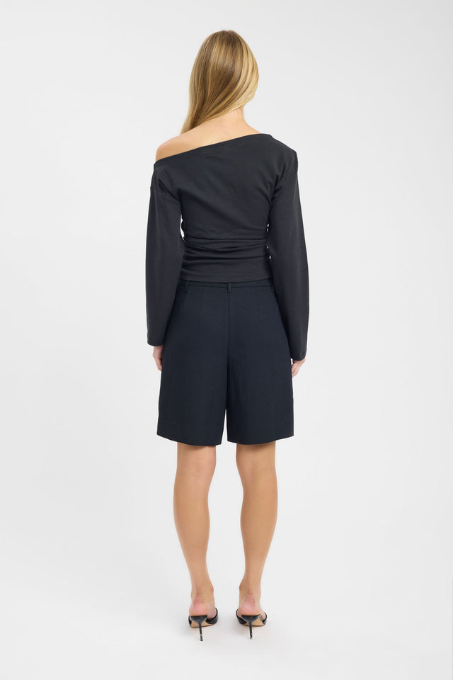 back Nova Off Shoulder Long Sleeve Top Kookai Fitted Asymmetry Long sleeve Womens-Blouse 