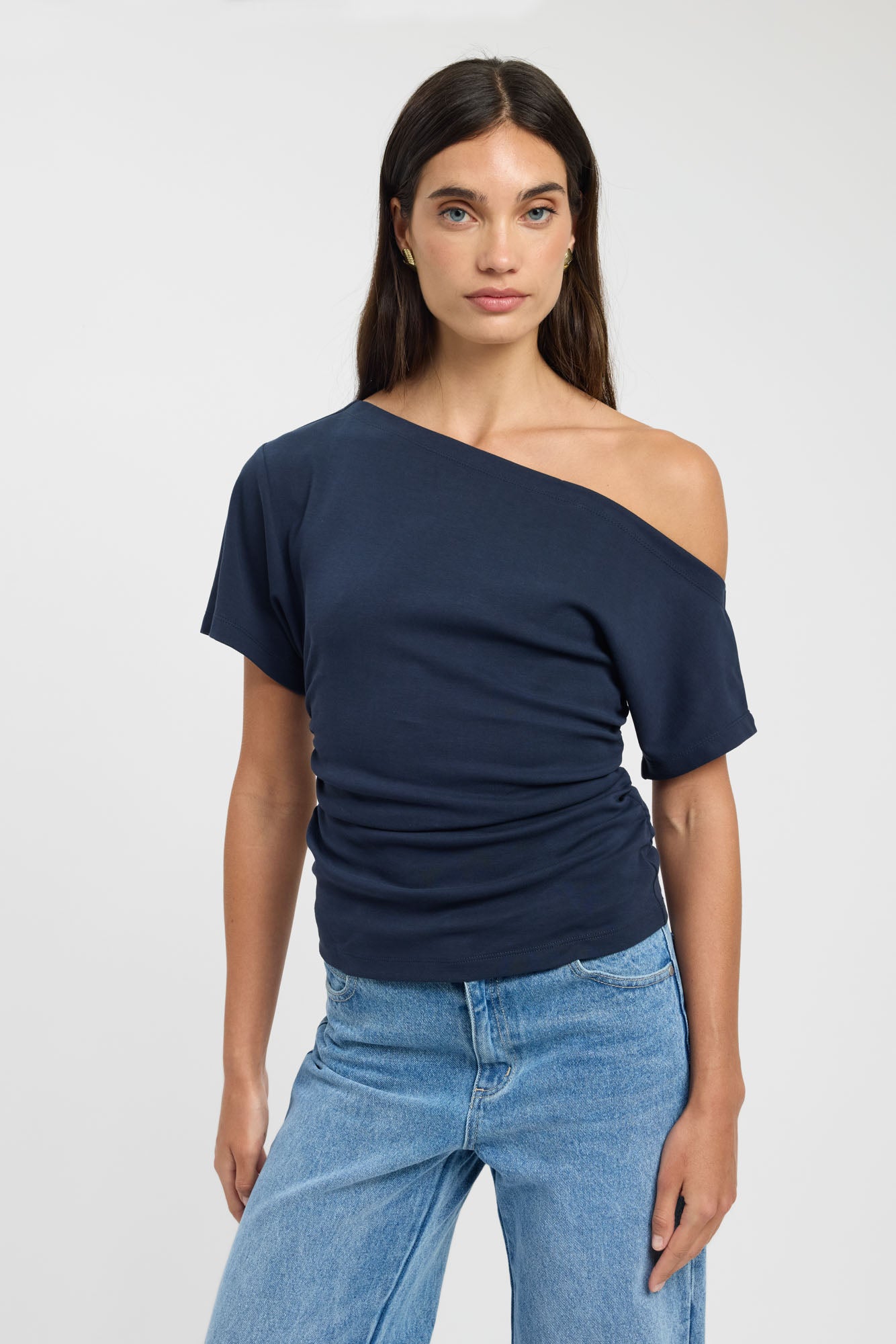 SHOULDER TUCK TOPS CLANE ネイビー　オケージョン　入園 Nova Off Shoulder Tee – USA KOOKAÏ