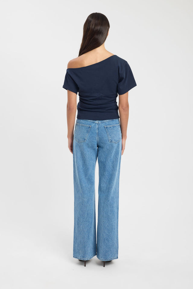 back Nova Off Shoulder Tee Kookai Fitted Asymmetry Short sleeves Womens-Blouse 