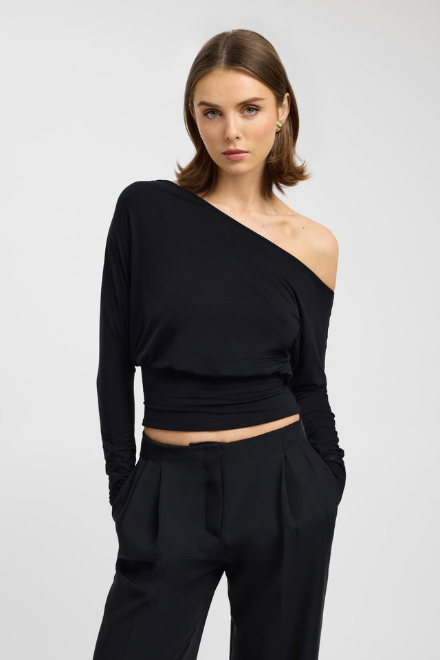 front Anders Top Kookai Relaxed Asymmetry Long sleeve Womens-Blouse 