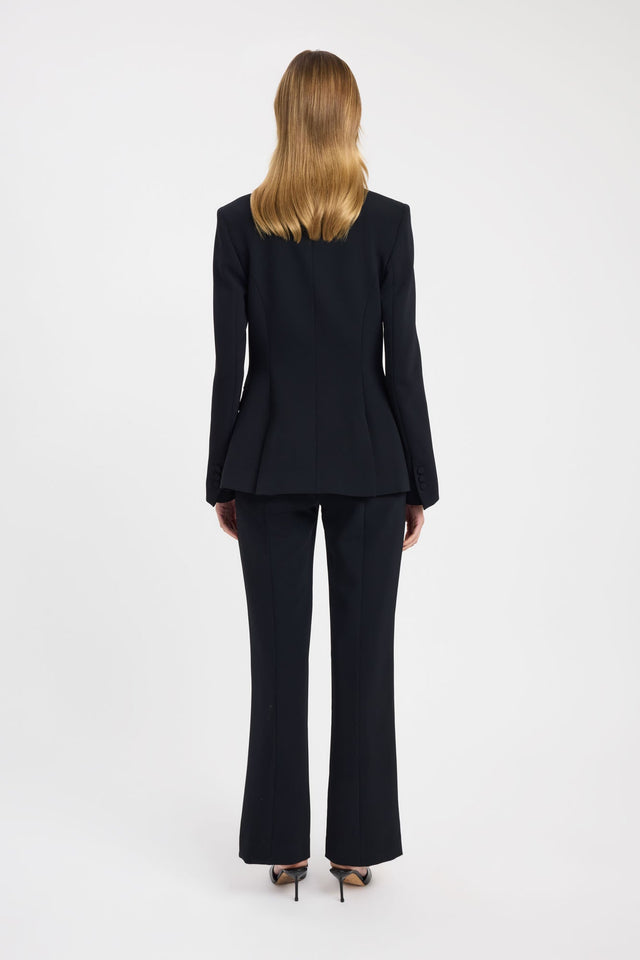 Highlighting the Alto Cinched Blazer in womens coats and jackets with full sleeves and regular length in black side
