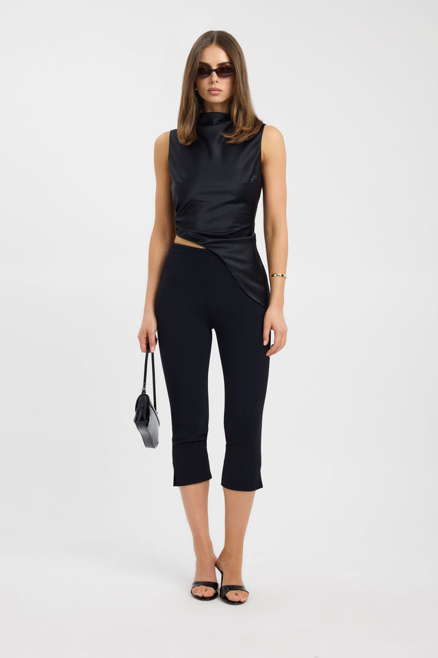 black capri dress pants Asla Cropped Trouser in Stretch Tailoring Belt loop detailing adds a polished touch Baseline Rib Capri Pants Tall