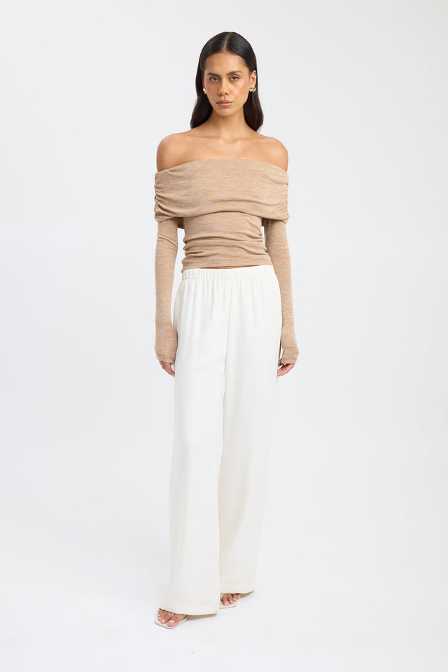 front Shiloh Fold Top Kookai Fitted Straight Long sleeve Womens-Blouse 