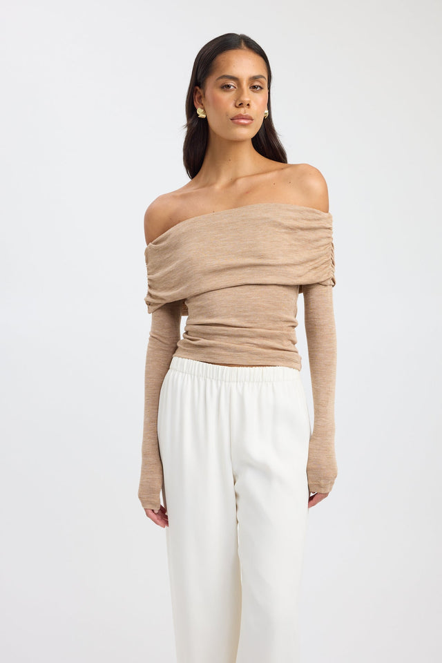 side Shiloh Fold Top Kookai Fitted Straight Long sleeve Womens-Blouse 